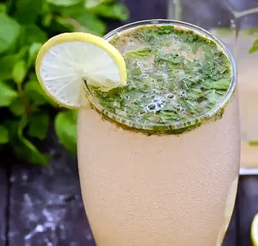 Fresh lime soda with mint