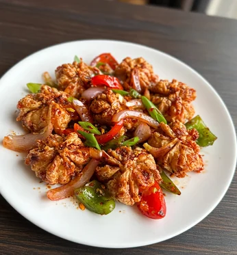 Deluxe Chili Fried Momo: chili fried momos